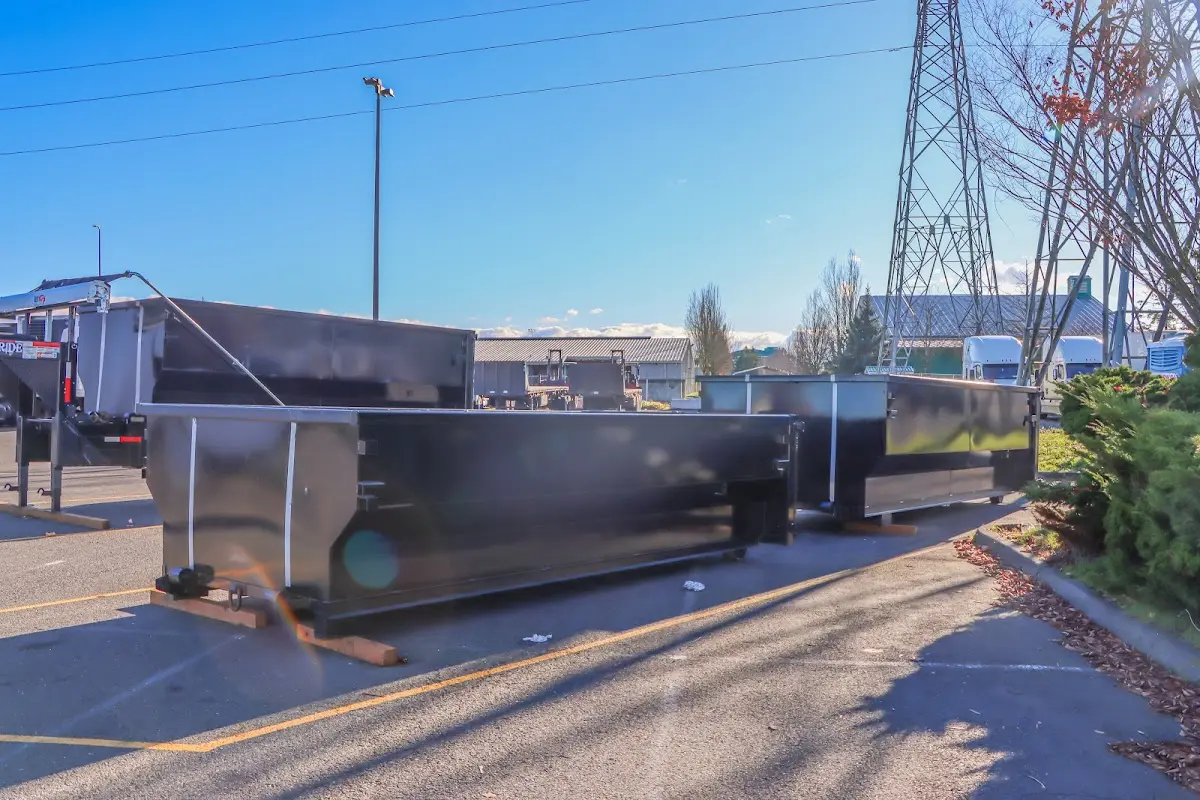 Roll-off dumpster ready for waste disposal at job site for Construction Dumpster Rental in Glen Allen
